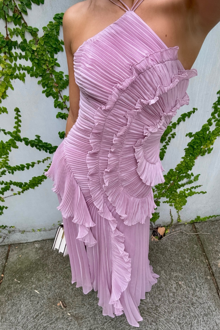 Sofia | Elegante Abito Lungo Cerimonia Plissettato con Scollo Halter 5