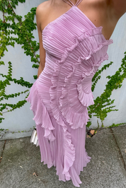 Sofia | Elegante Abito Lungo Cerimonia Plissettato con Scollo Halter 5