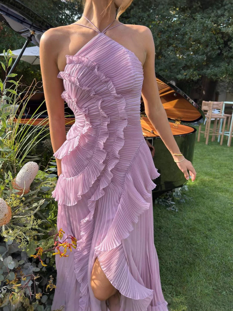 Sofia | Elegante Abito Lungo Cerimonia Plissettato con Scollo Halter 6