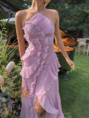 Sofia | Elegante Abito Lungo Cerimonia Plissettato con Scollo Halter 6