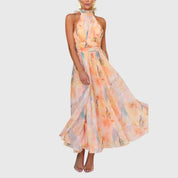 Sofia | Elegante Abito Maxi Estivo con Scollo Halter e Stampa ad Acquerello 2