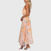 Sofia | Elegante Abito Maxi Estivo con Scollo Halter e Stampa ad Acquerello 3