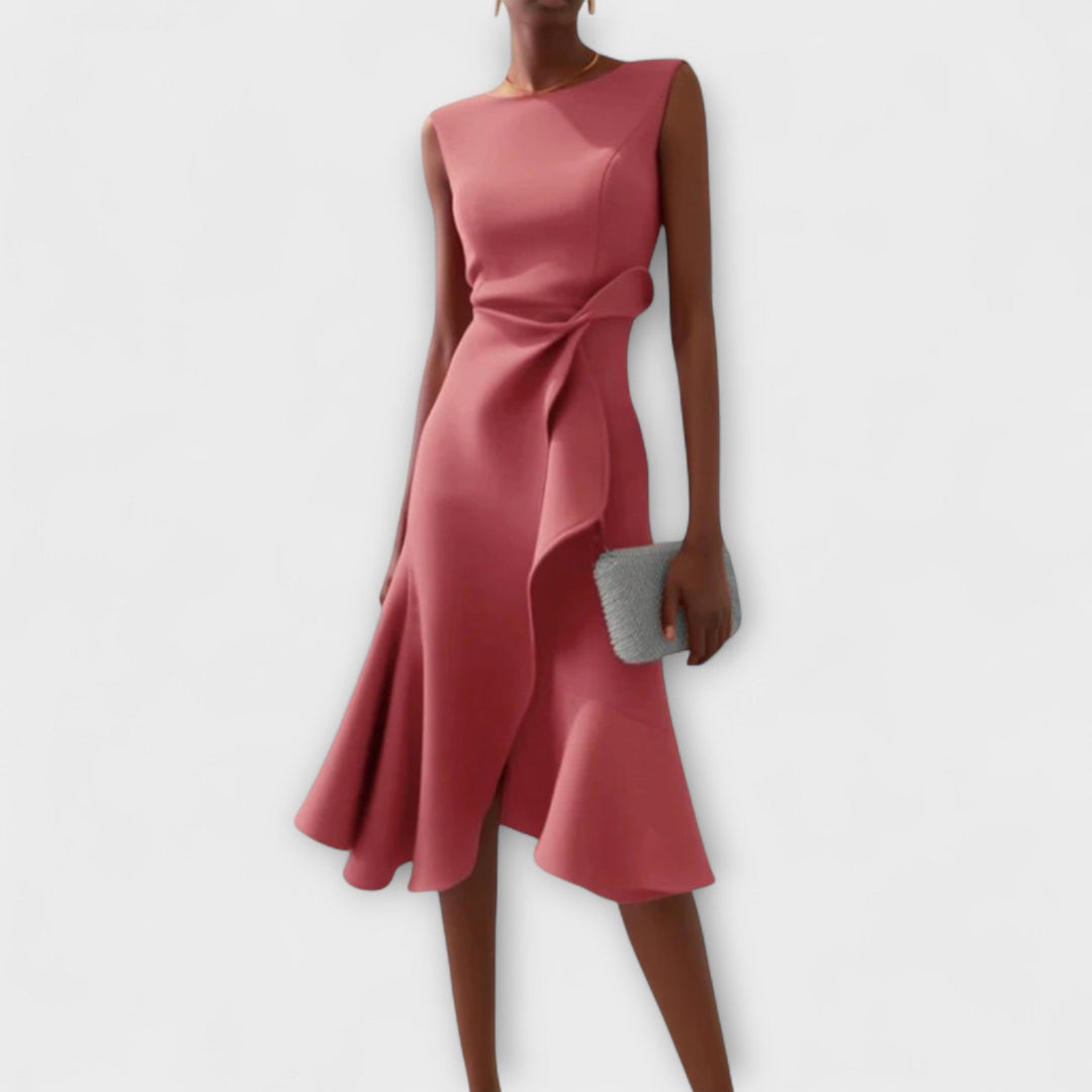Sofia | Elegante Abito Midi Senza Maniche con Nodo in Vita 3