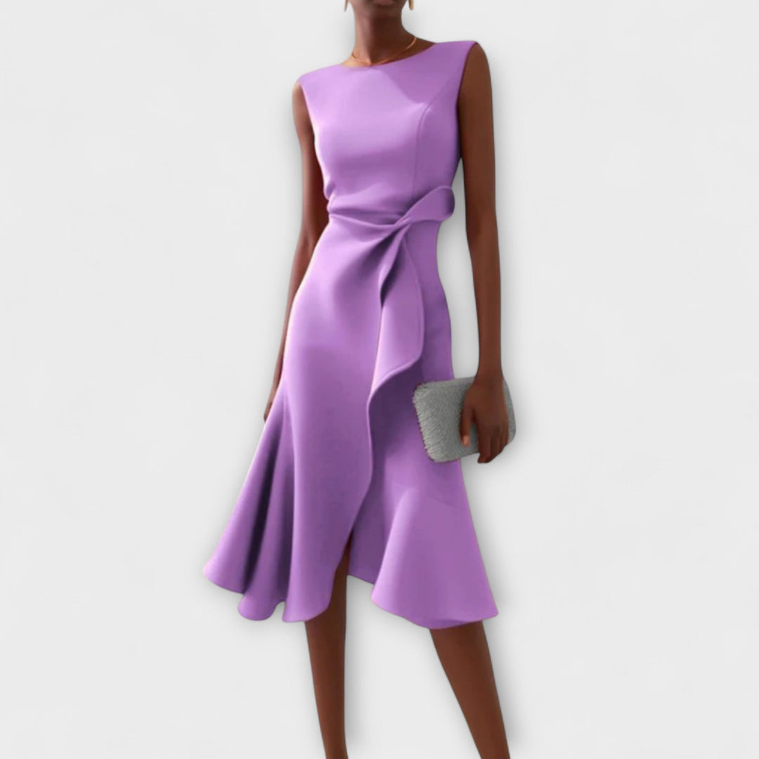 Sofia | Elegante Abito Midi Senza Maniche con Nodo in Vita 4
