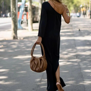 Sofia | Elegante Abito Monospalla Nero Casual Donna 1