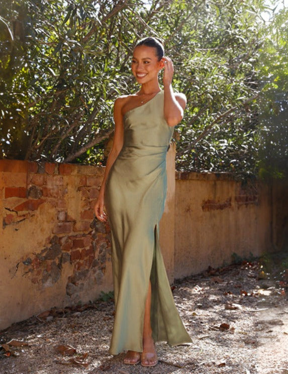 Sofia | Elegante Abito Sexy con Spacco Asimmetrico Verde 1