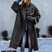 Sofia | Elegante Cappotto Lungo Nero Donna Oversize 17