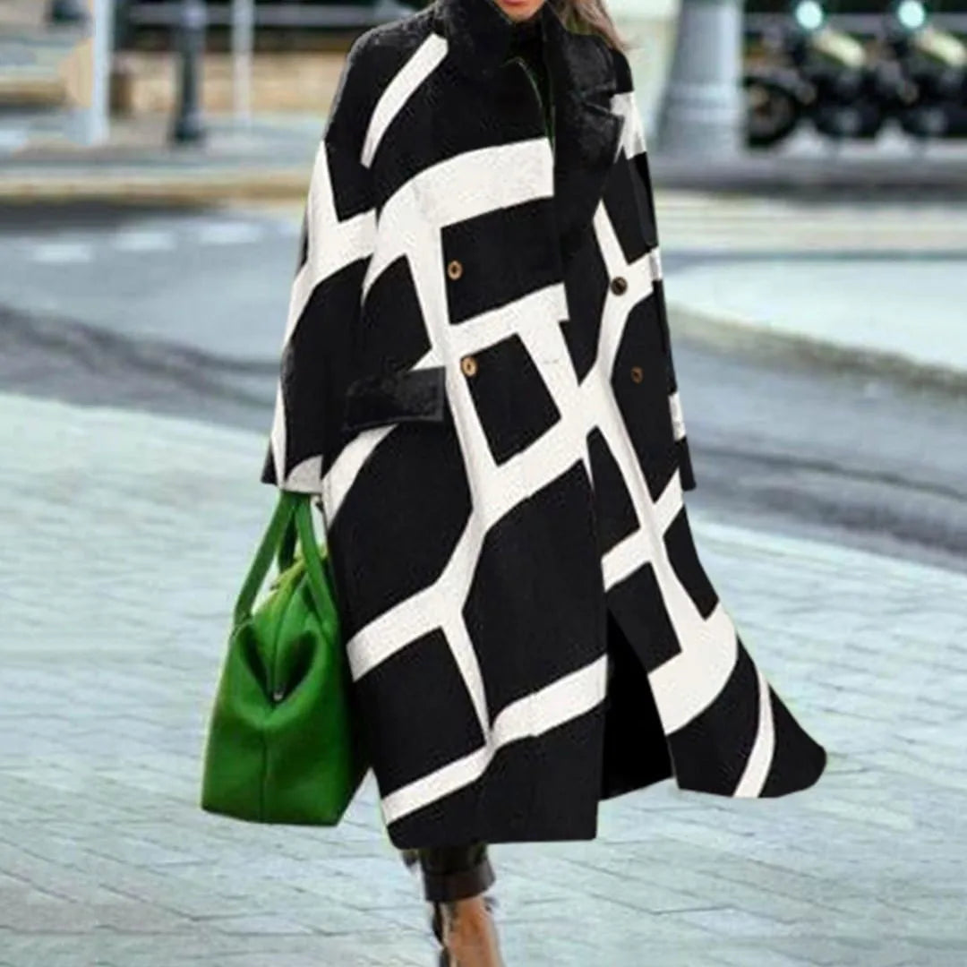 Sofia | Elegante Cappotto Lungo Nero Donna Oversize 8