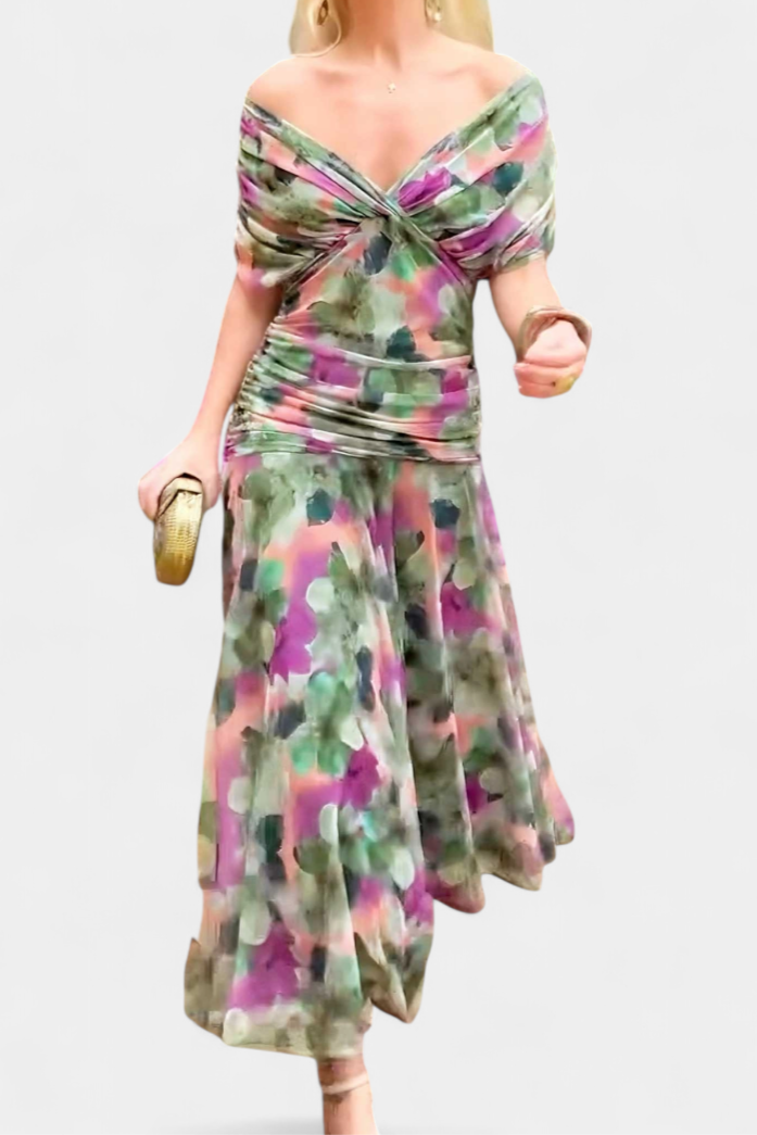 Sofia | Elegante Maxi Abito Scollo a V Con Maniche Fluide 5