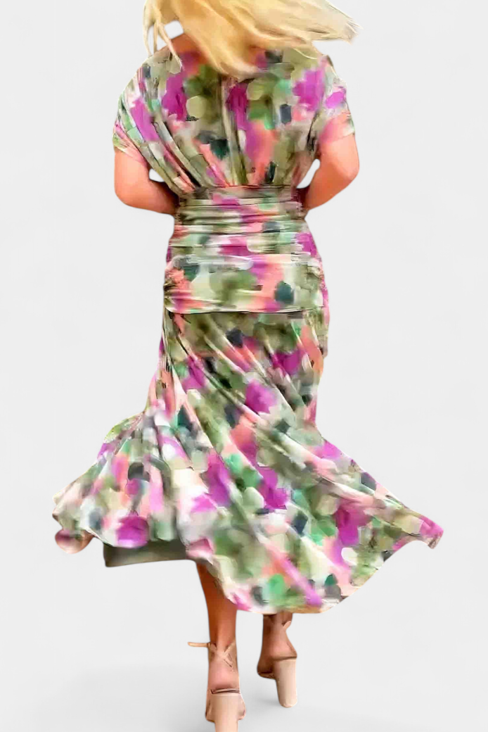 Sofia | Elegante Maxi Abito Scollo a V Con Maniche Fluide 6