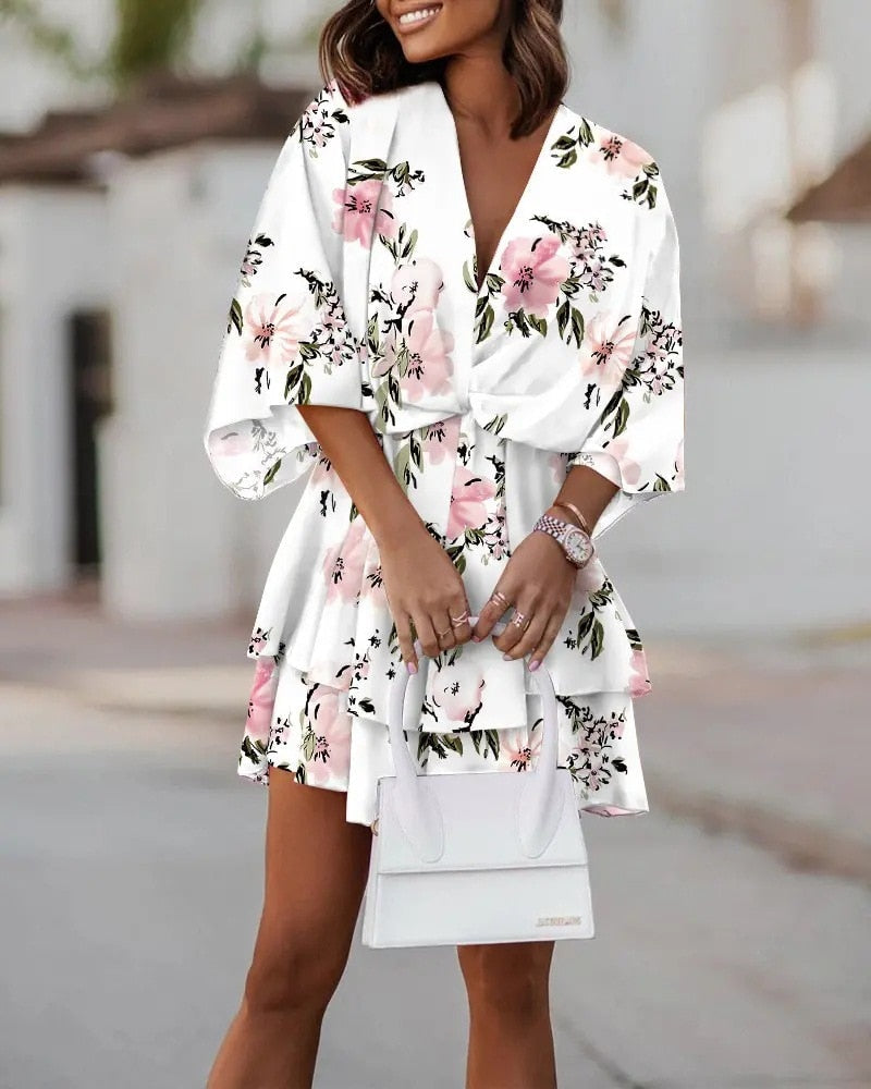 Sofia | Elegante Mini Abito Floreale a Maniche Lunghe per Donna 7