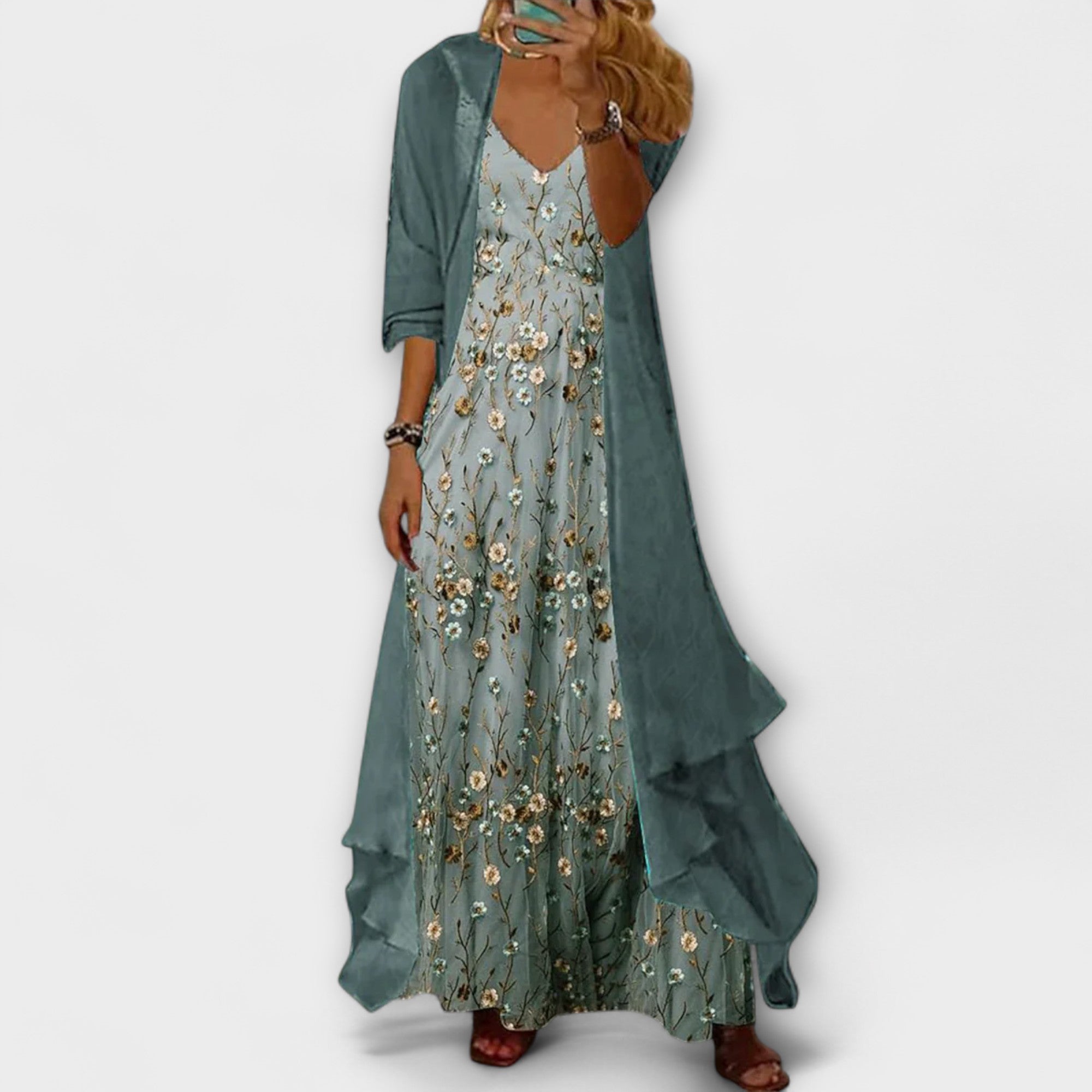 Sofia | Elegante Set Due Pezzi Maxi Dress Abito Donna Cerimonia 0