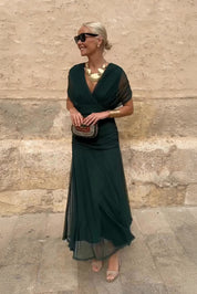 Sophia | Elegante Abito Lungo Cerimonia con Scollo a V e Design Sfumato 0