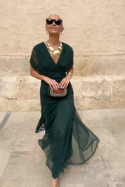 Sophia | Elegante Abito Lungo Cerimonia con Scollo a V e Design Sfumato 1