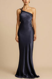 Sophia | Elegante Abito Lungo Monospalla Nero Cerimonia 5