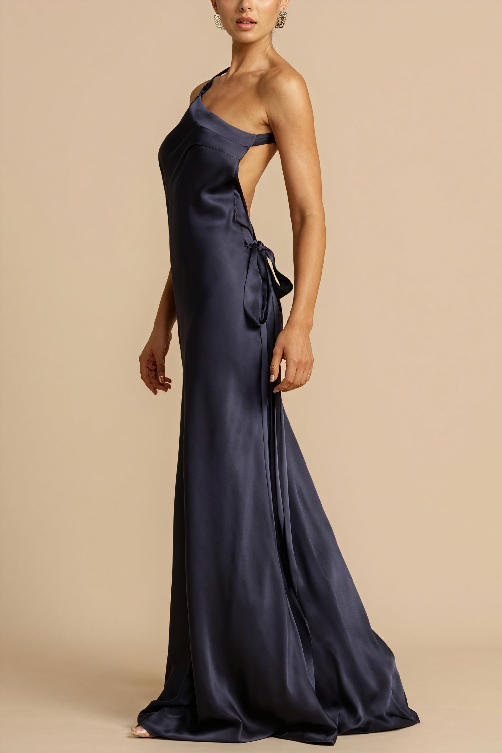 Sophia | Elegante Abito Lungo Monospalla Nero Cerimonia 6