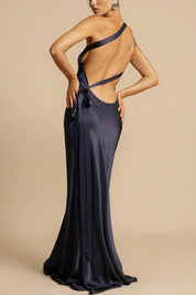 Sophia | Elegante Abito Lungo Monospalla Nero Cerimonia 7