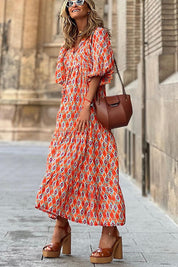Sophia | Elegante Abito Midi Donna a Strati con Maniche a Sbuffo 3