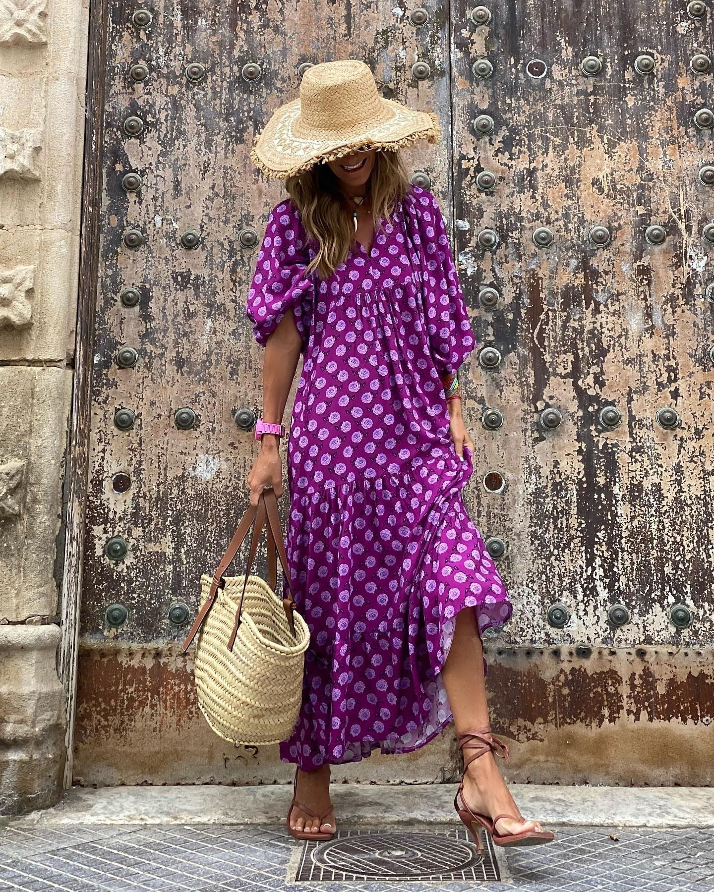 Sophia | Elegante Abito Midi Donna a Strati con Maniche a Sbuffo 4