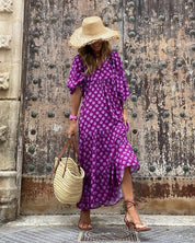 Sophia | Elegante Abito Midi Donna a Strati con Maniche a Sbuffo 4