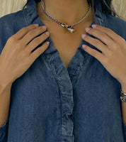 Sophia | Elegante Blusa Donna in Denim Morbido con Scollo a V 1