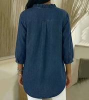 Sophia | Elegante Blusa Donna in Denim Morbido con Scollo a V 2
