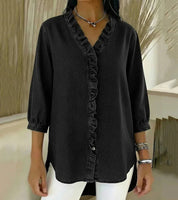 Sophia | Elegante Blusa Donna in Denim Morbido con Scollo a V 5