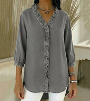 Sophia | Elegante Blusa Donna in Denim Morbido con Scollo a V 7