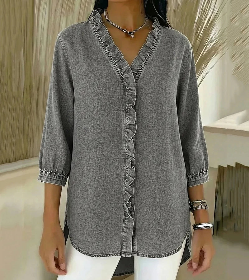 Sophia | Elegante Blusa Donna in Denim Morbido con Scollo a V 7