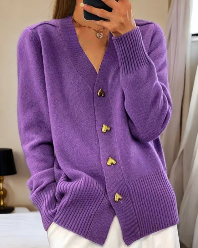 Sophia | Elegante Cardigan Lungo Donna con Bottoni a Cuore 2