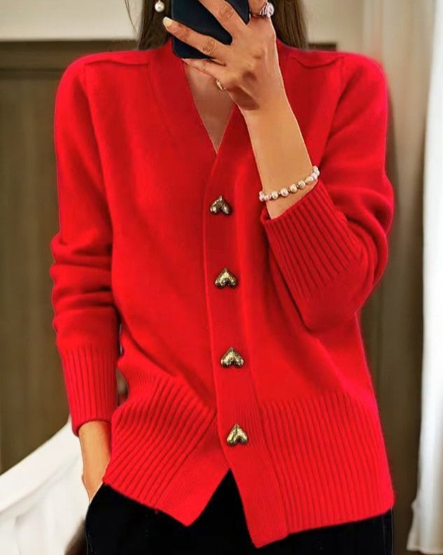 Sophia | Elegante Cardigan Lungo Donna con Bottoni a Cuore 3