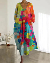 Sophie | Elegante Abito Donna Multicolore con Scollo a V per Cerimonie Primaverili 3