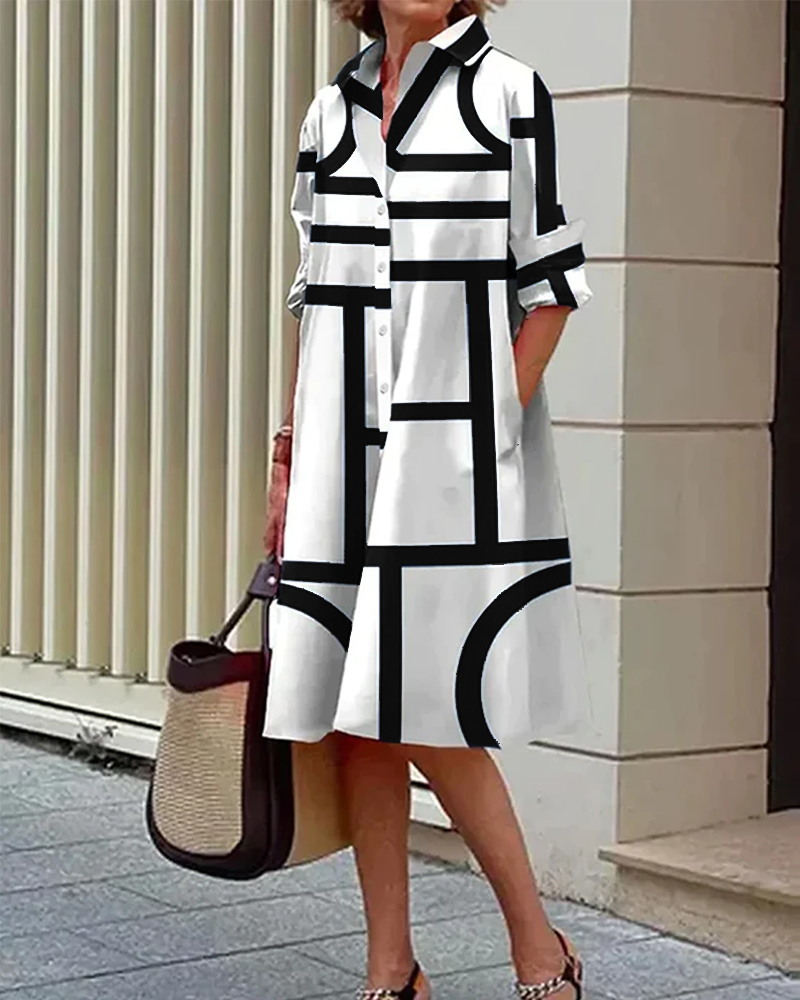 Sophie | Elegante Abito Geometrico con Tasche per Donna 7