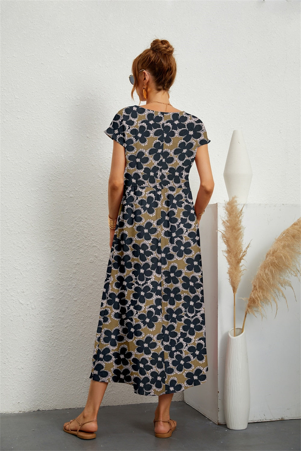 Sophie | Elegante Abito Midi Floreale in Cotone e Lino per Donna 3