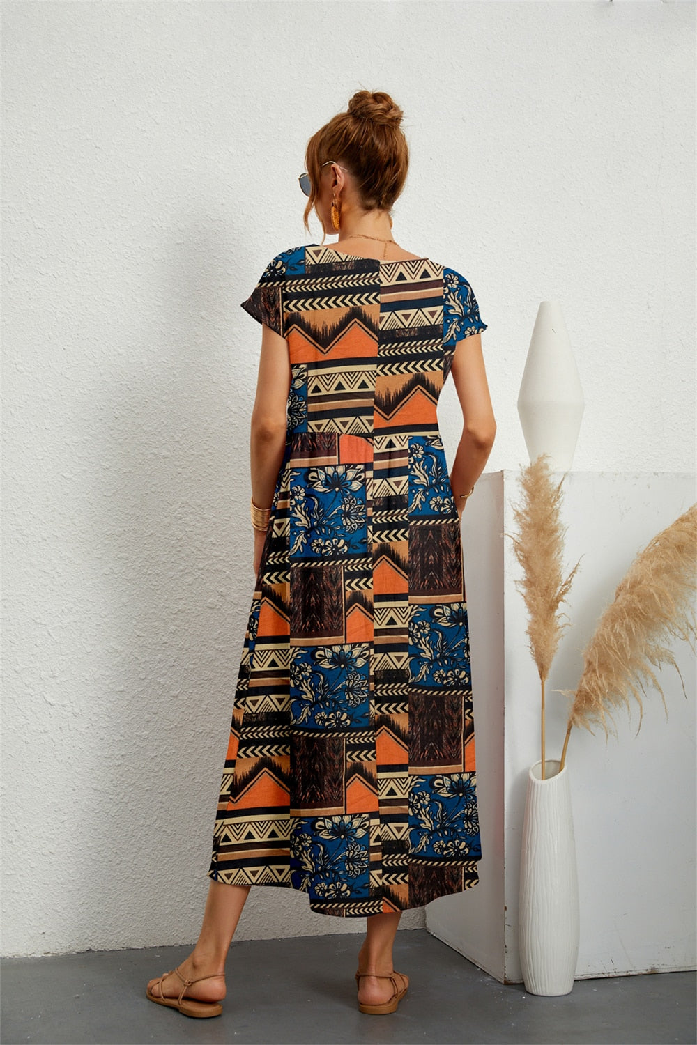 Sophie | Elegante Abito Midi Floreale in Cotone e Lino per Donna 5