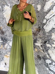 Sophie | Elegante Completo Donna in Chiffon con Pantaloni Ampi 0