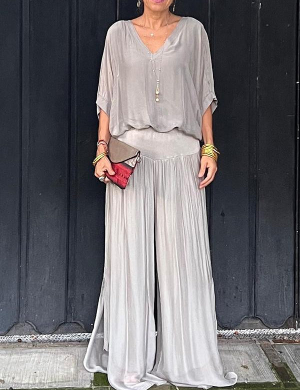 Sophie | Elegante Completo Donna in Chiffon con Pantaloni Ampi 1