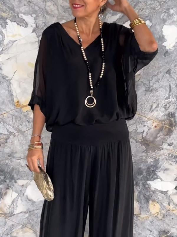 Sophie | Elegante Completo Donna in Chiffon con Pantaloni Ampi 2