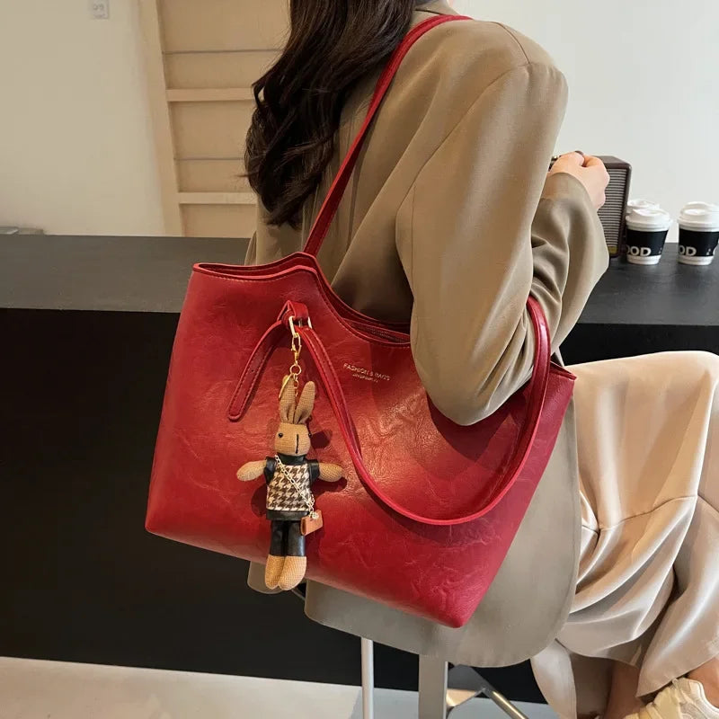 Sophie | Elegante Grande Borsa Shopping Rossa in Pelle Vegana 6