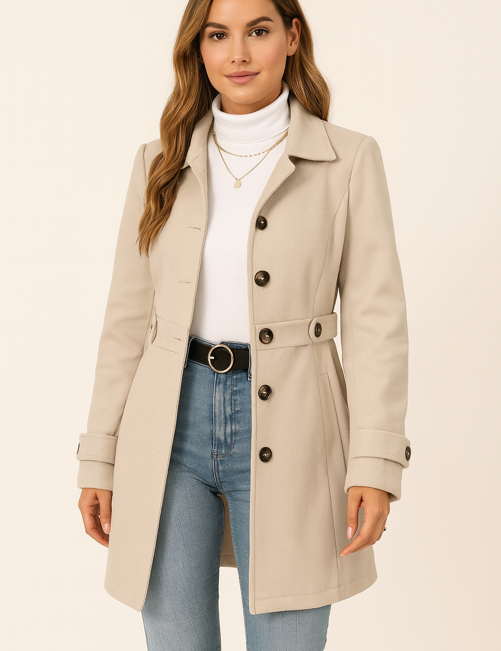Sophie | Elegante Trench Lungo Donna in Misto Lana Autunnale 0