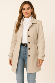 Sophie | Elegante Trench Lungo Donna in Misto Lana Autunnale 0