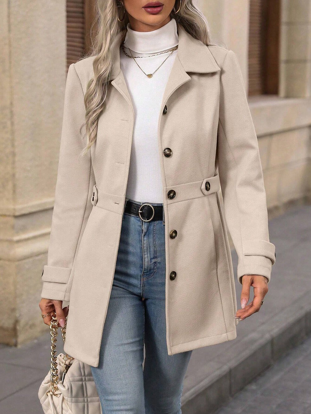 Sophie | Elegante Trench Lungo Donna in Misto Lana Autunnale 3