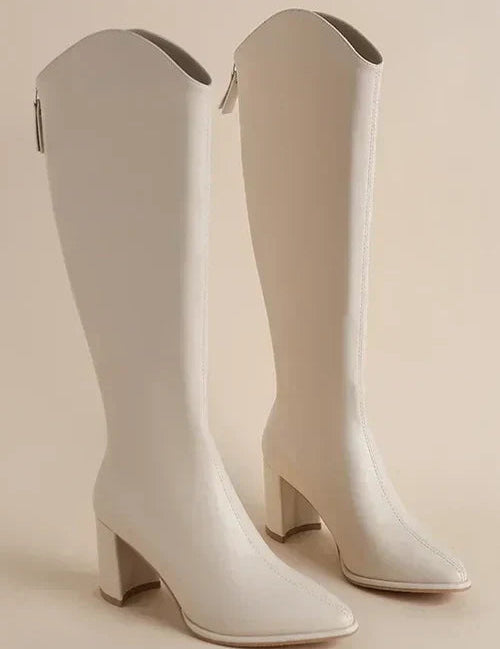 Sophie | Eleganti Stivali Alti Neri in Pelle Con Tacco per Donna 1