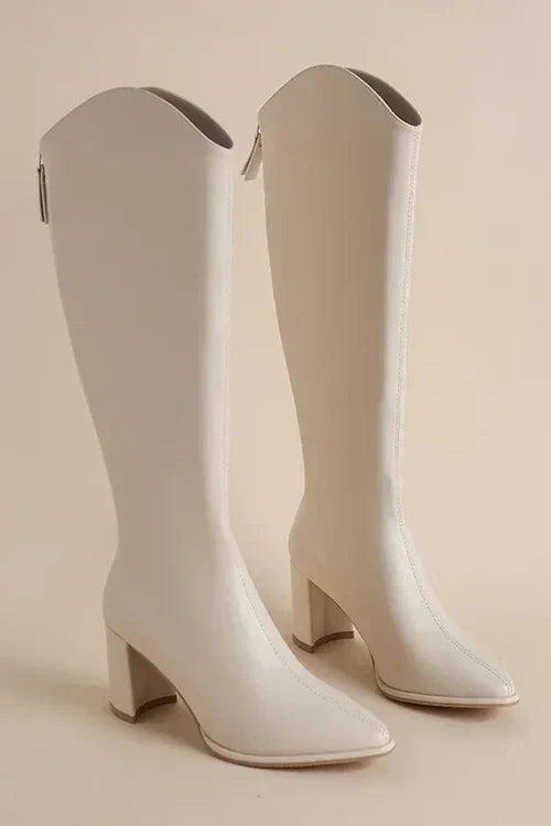 Sophie | Eleganti Stivali Alti Neri in Pelle Con Tacco per Donna 1