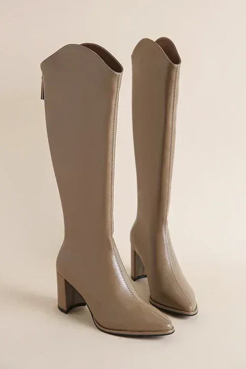 Sophie | Eleganti Stivali Alti Neri in Pelle Con Tacco per Donna 2