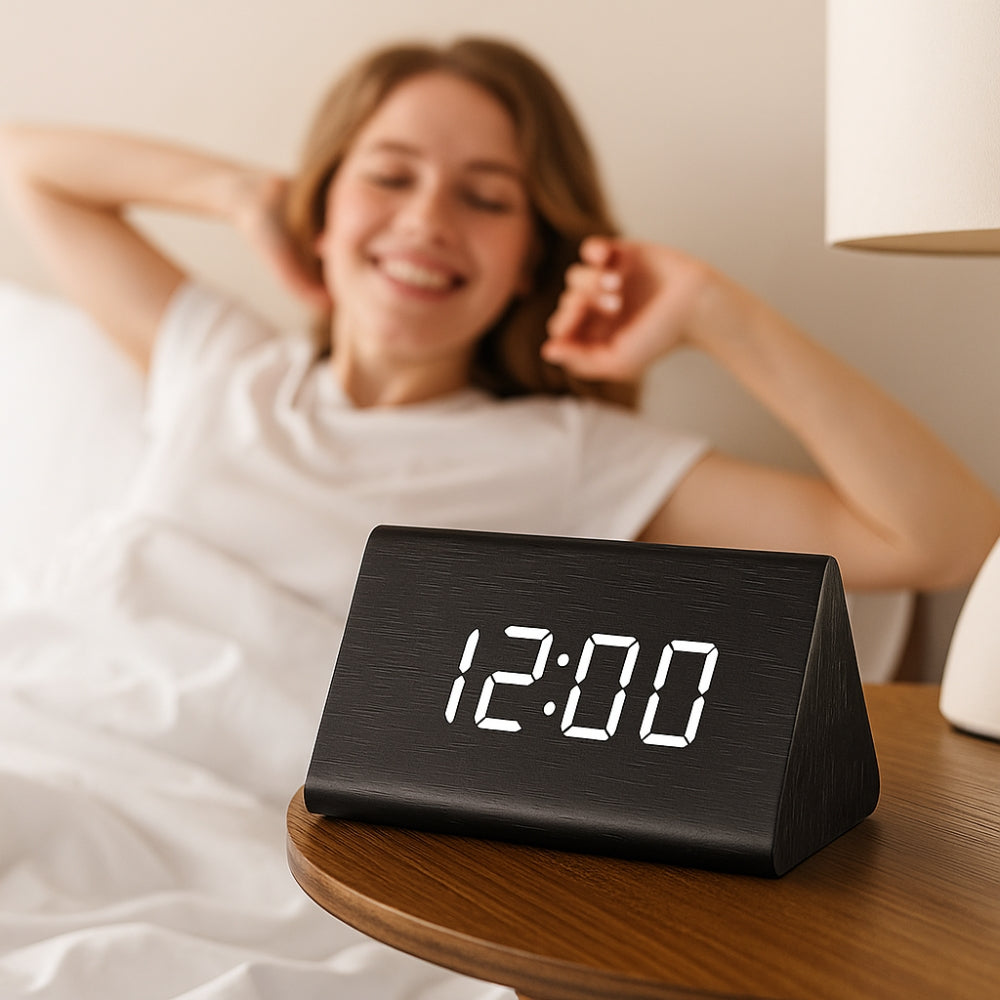 Sveglia Digitale da Comodino con Display HD e Allarmi Personalizzabili | Design Elegante per una Routine Intelligente 1