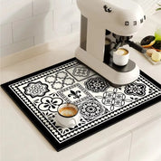 Tappetino da Caffè Retrò | Design a Piastrelle Assorbente e Antiscivolo | Stile Vintage per Cucina Elegante 1