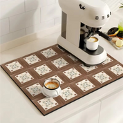 Tappetino da Caffè Retrò | Design a Piastrelle Assorbente e Antiscivolo | Stile Vintage per Cucina Elegante 12