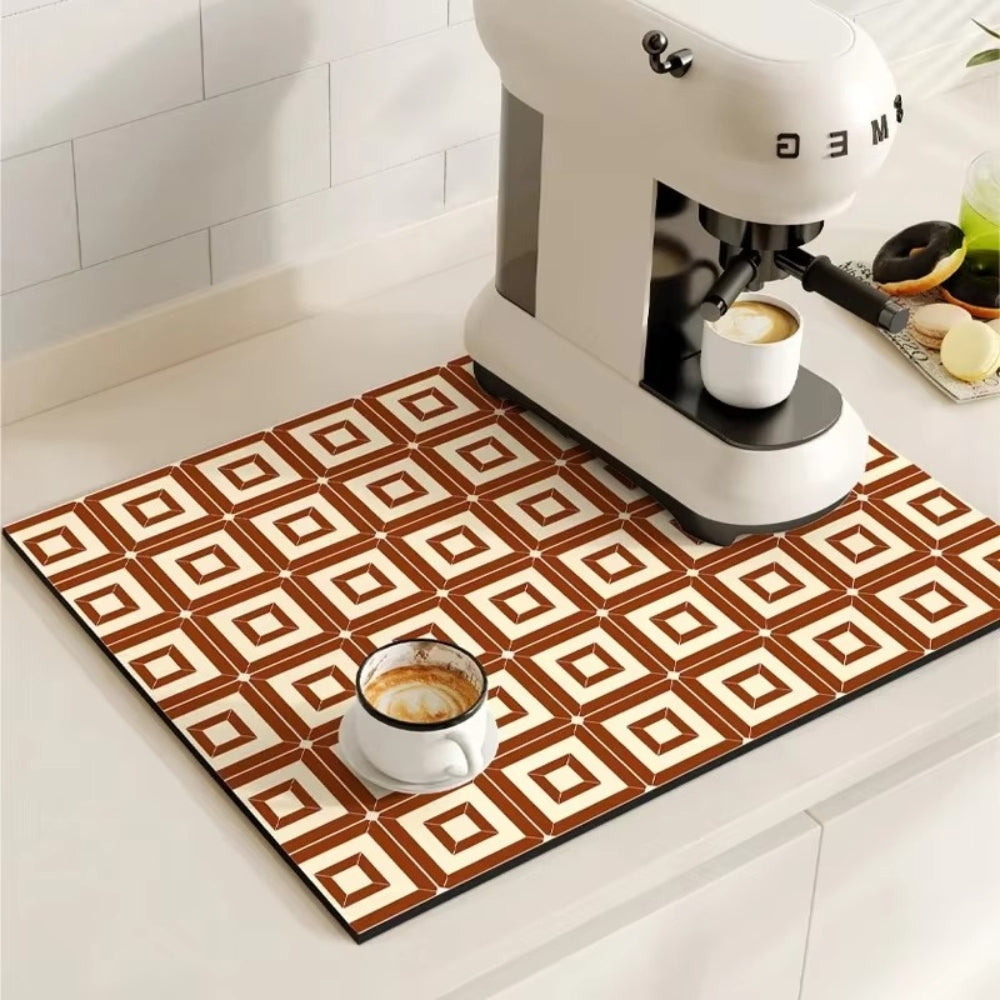 Tappetino da Caffè Retrò | Design a Piastrelle Assorbente e Antiscivolo | Stile Vintage per Cucina Elegante 2