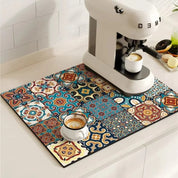 Tappetino da Caffè Retrò | Design a Piastrelle Assorbente e Antiscivolo | Stile Vintage per Cucina Elegante 3